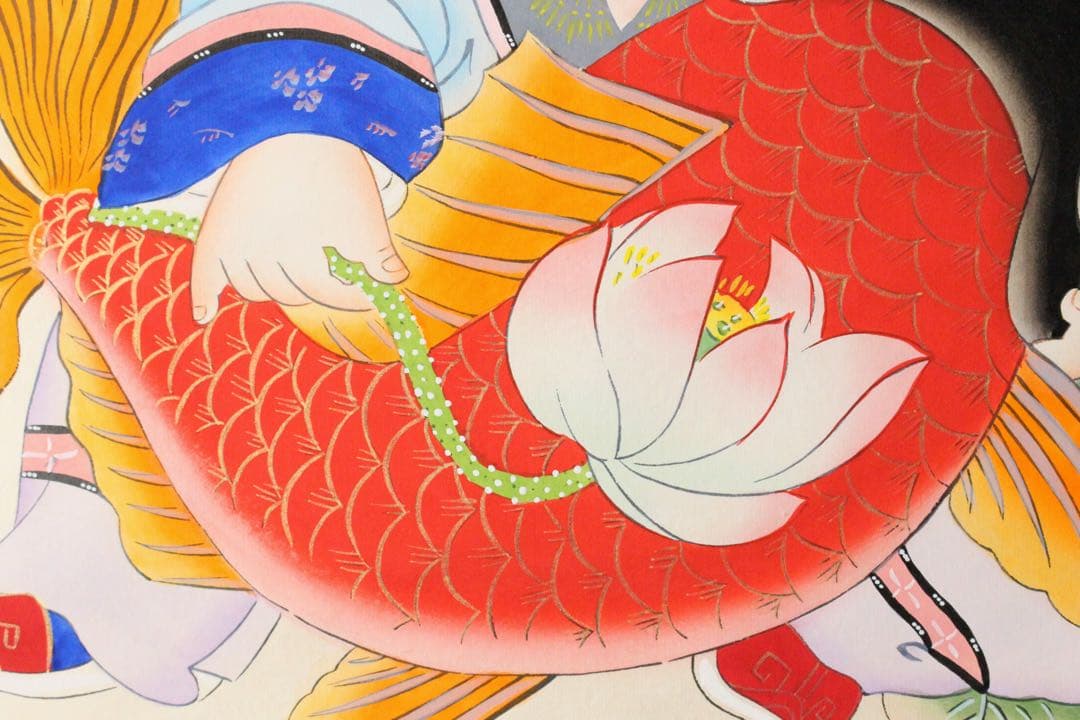 No5210 掛軸　中国画　「楊柳青年画」　木版画　紙本　古画　古美術　送料無料