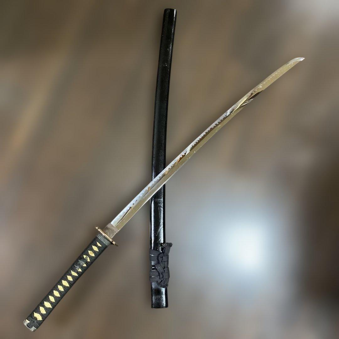 模造大刀 黒柄 太刀鍔 黒梨地鞘