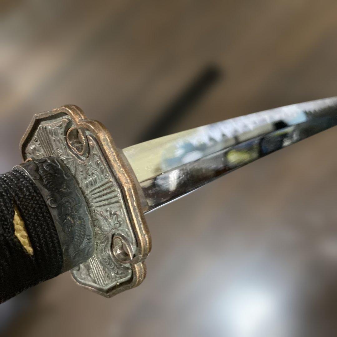 模造大刀 黒柄 太刀鍔 黒梨地鞘