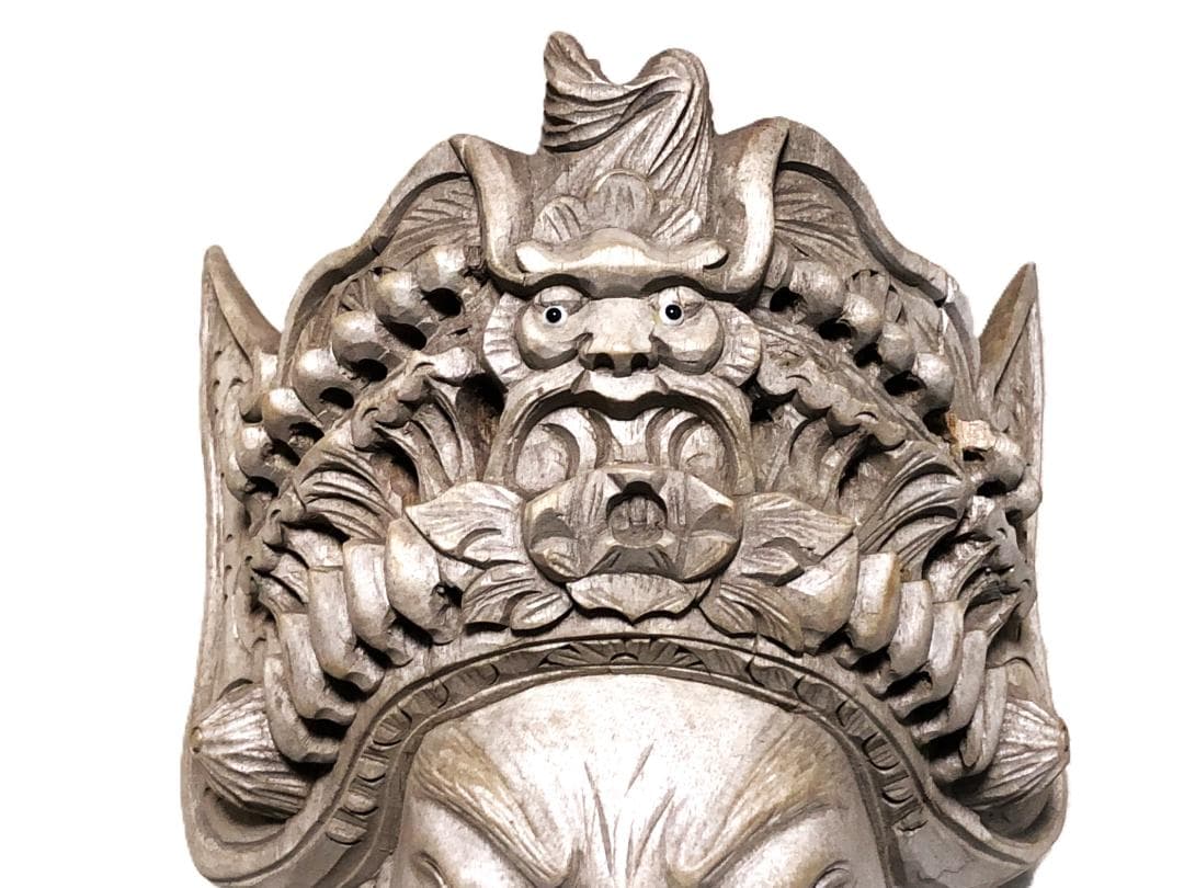 【 木彫面関羽 】　古玩骨董　27ｃｍ