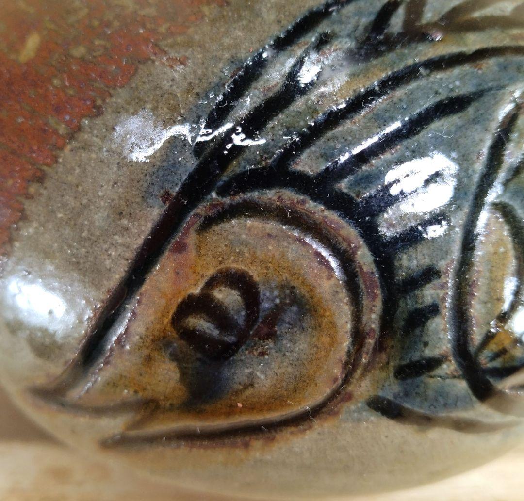 目がハート！大珍品【本物保証】金城次郎 壷屋焼 カラカラ(笑魚）共箱 人間国宝