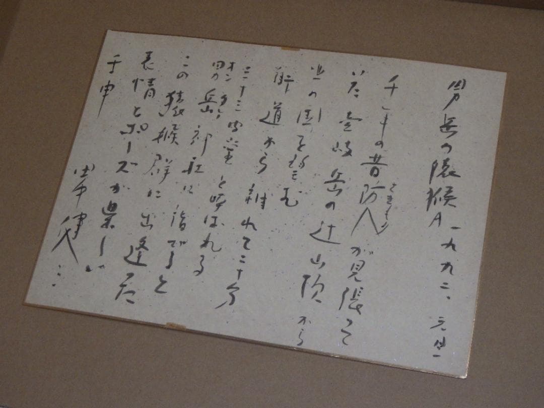 真作 レア 田中健三 男岳の猿猴 水墨 肉筆 直筆文 落款 F4 色紙 大阪万博