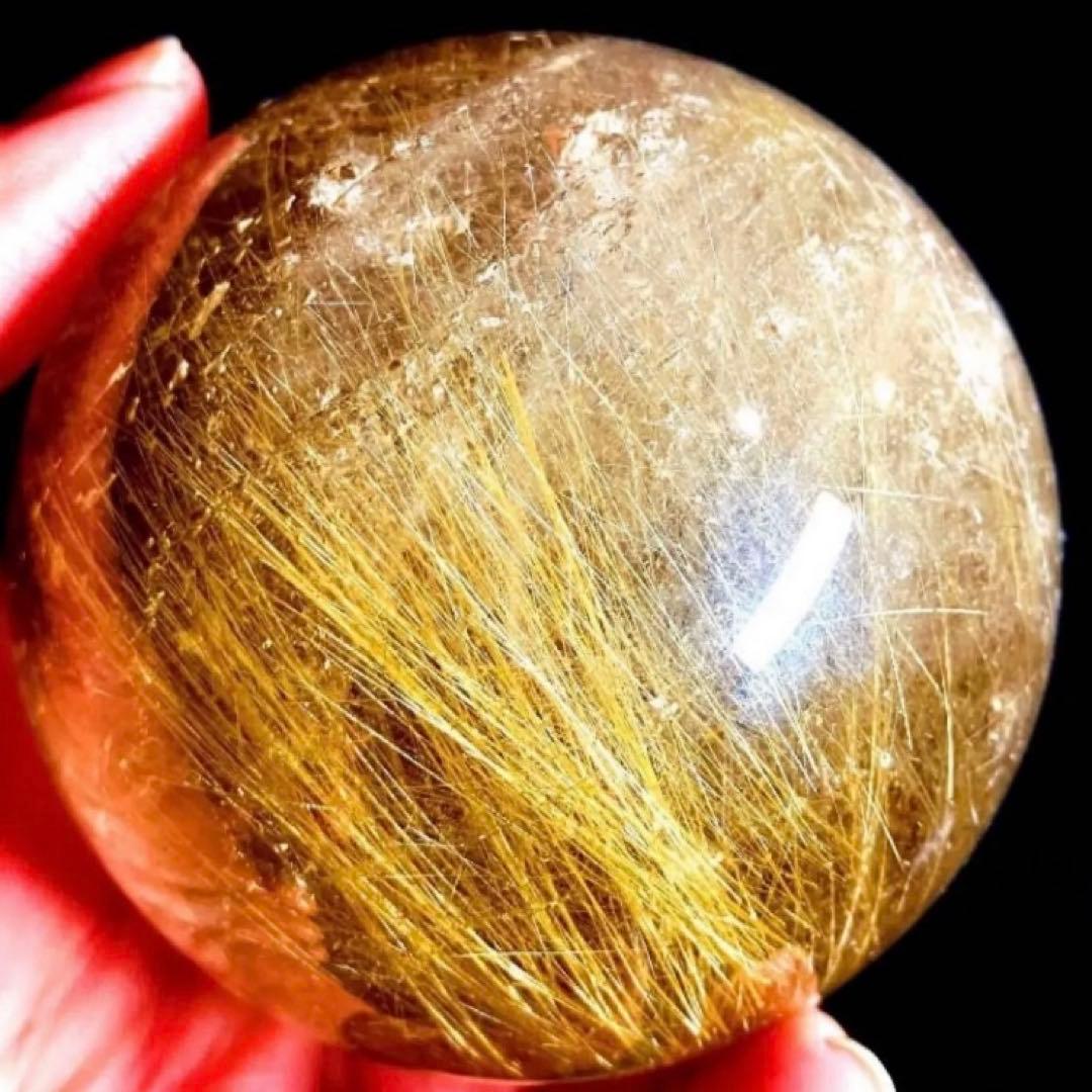 限定値下げ超絶綺麗✨76mm ゴールドルチルクォーツ　丸玉　スフィア　金針水晶