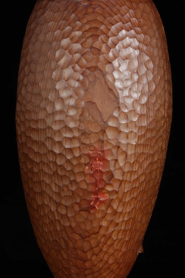 永冨一伸 在銘 木彫 開眼福子 干支 鼠 水瓶 曲玉 一刀彫 置物 共箱 縁起物