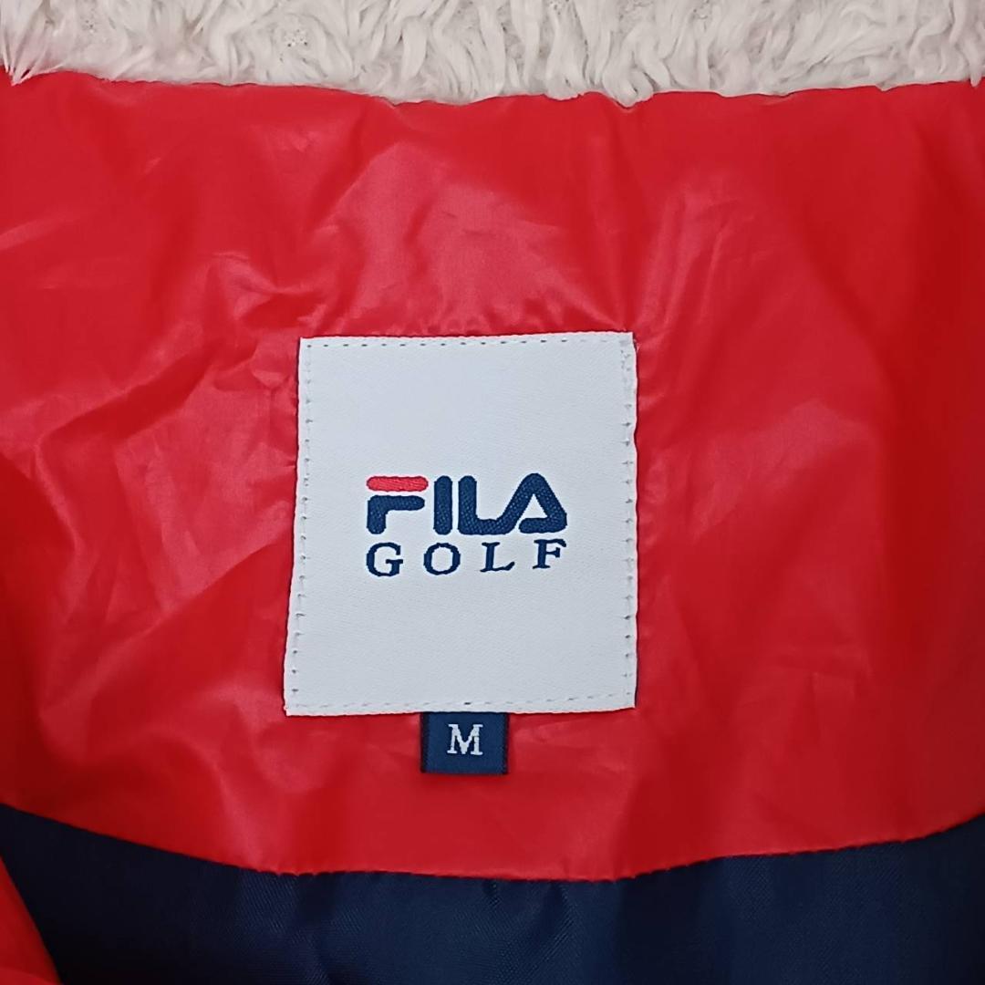 FILA GOLF　キルティングワンピース　M　レッド中綿　ロゴワッペン