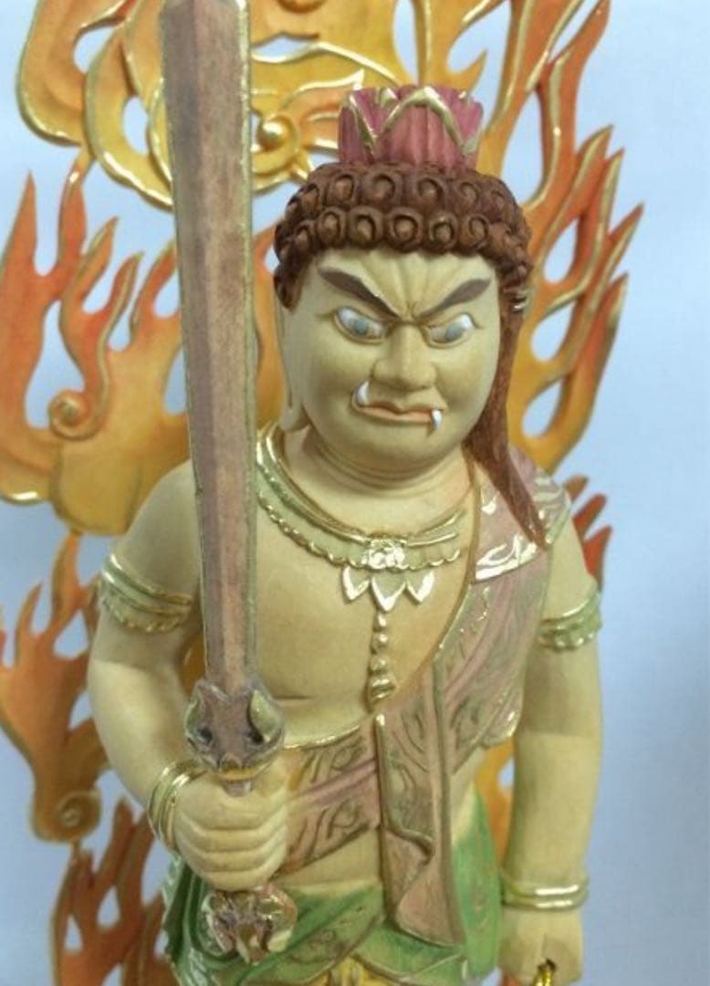不動明王　木彫　高31cm 新品 柘植　仏像