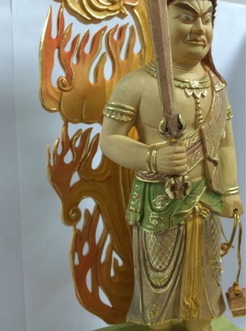 不動明王　木彫　高31cm 新品 柘植　仏像