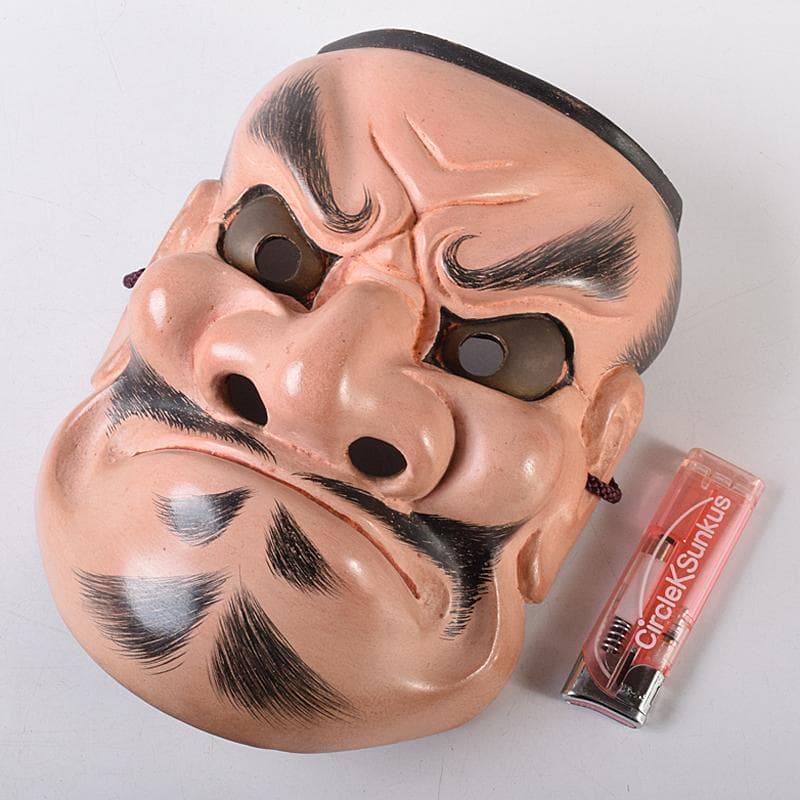 能面　能楽　雅楽　木彫　小べし見　時代箱付　M　R8711