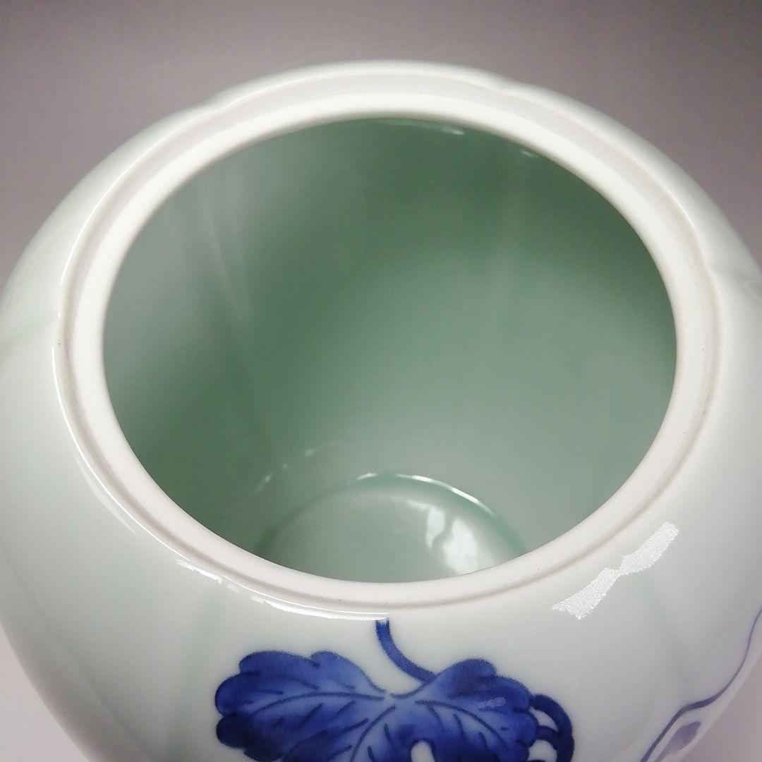 Ｓ３１４　水指　『藍鍋島』『染付瓜文』『りすつまみ』『中村公法作』　共箱　茶道具