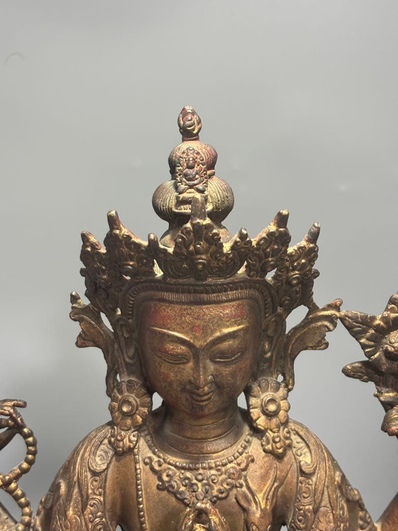 (期間セール)仏教古美術 純銅静座観音 四腕観音仏像文化遺産 文化財仏像伝承