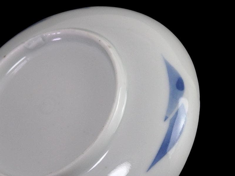 古伊万里　染付　山村に鳥　朝顔の図　３寸皿　豆皿　手塩皿　E595AS-CUc