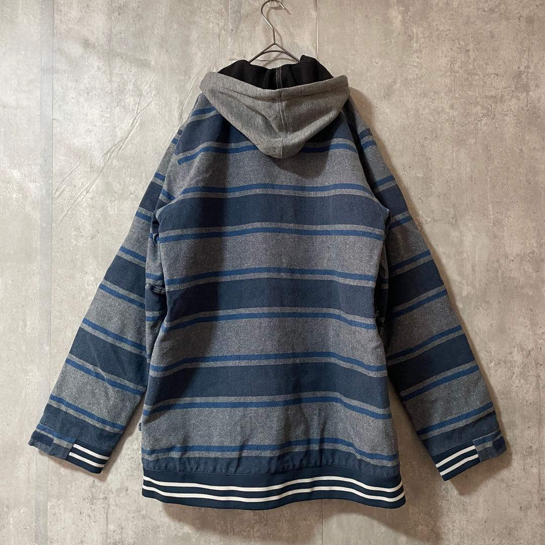 Burtonバートンスキーウェアスノーボードジャケットパーカー紺青ブルーボーダー