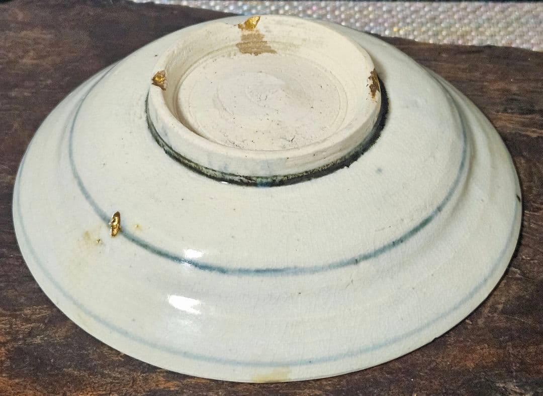 中国古美術　中国古陶磁器　南方系　 明代末期～清代初期　古染付　呉須皿　鳥の図皿