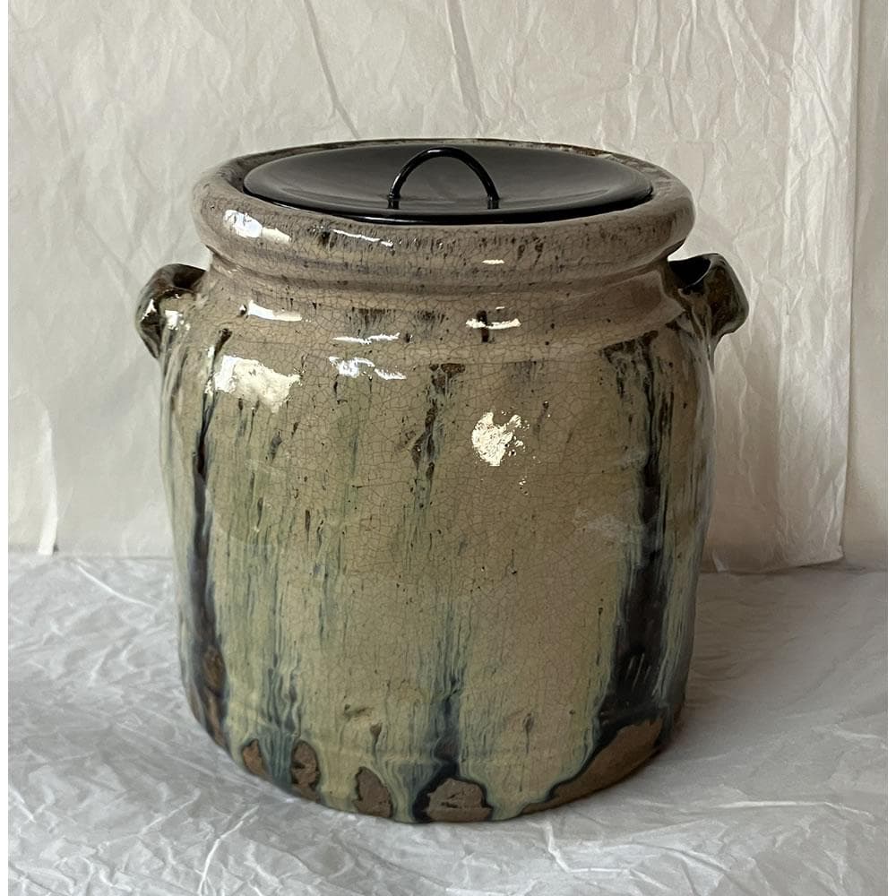 F1425 朝鮮唐津 耳付水指 木箱入り 水指 茶道具