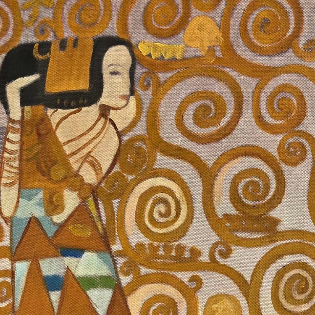 ★B級品★ （大）手書き油絵 クリムト 生命の木 インテリア 絵画