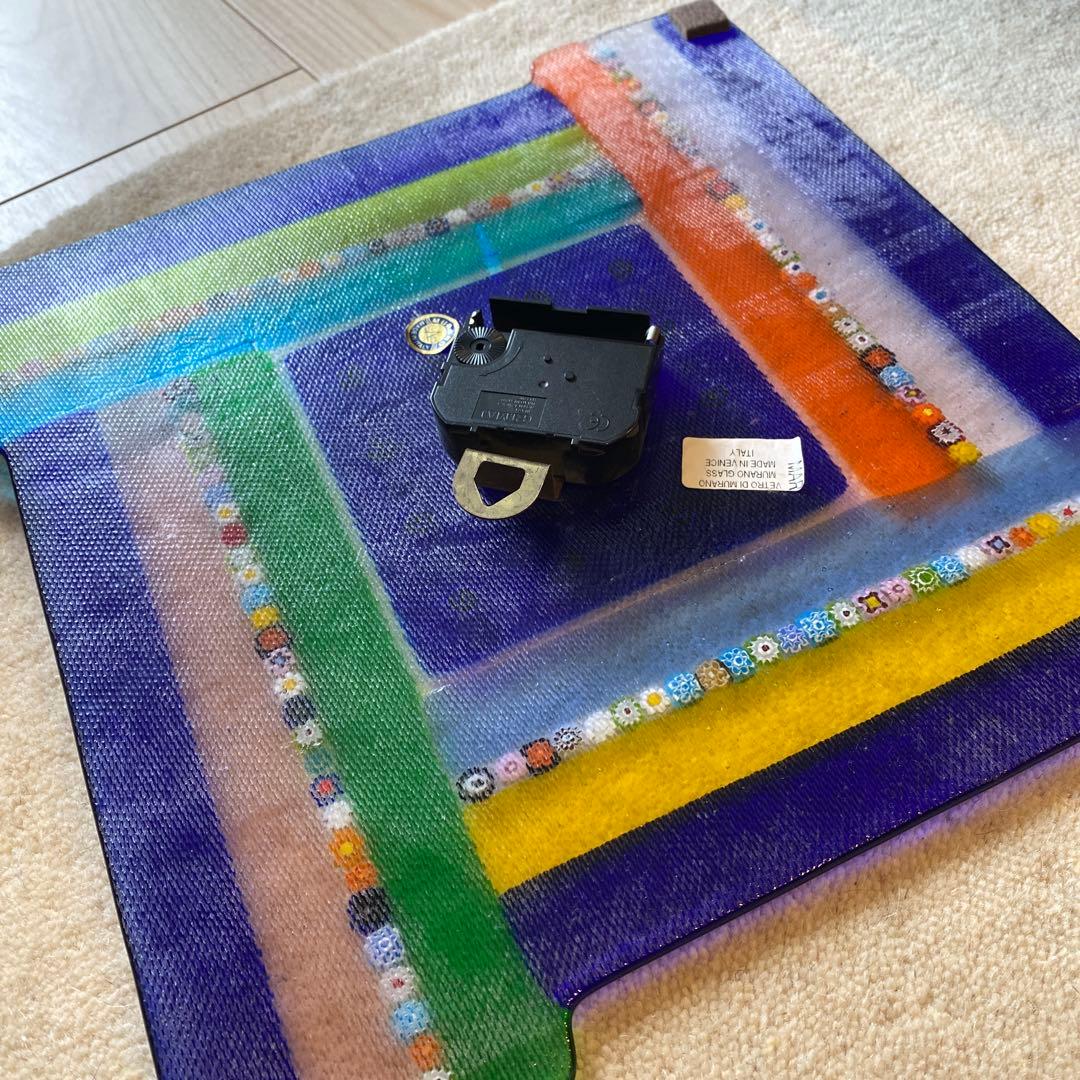 イタリア　ガラス細工　掛け時計　ムラーノガラス　ベニス　ベネチアングラス