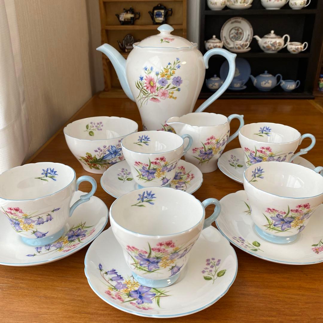 シェリー　ワイルドフラワー　色とりどりの野花が可愛い　コーヒーセット　デミタス