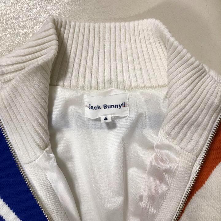 ジャックバニー ダブルジップ ニット ジャケット 裏地付 ホワイト サイズ4