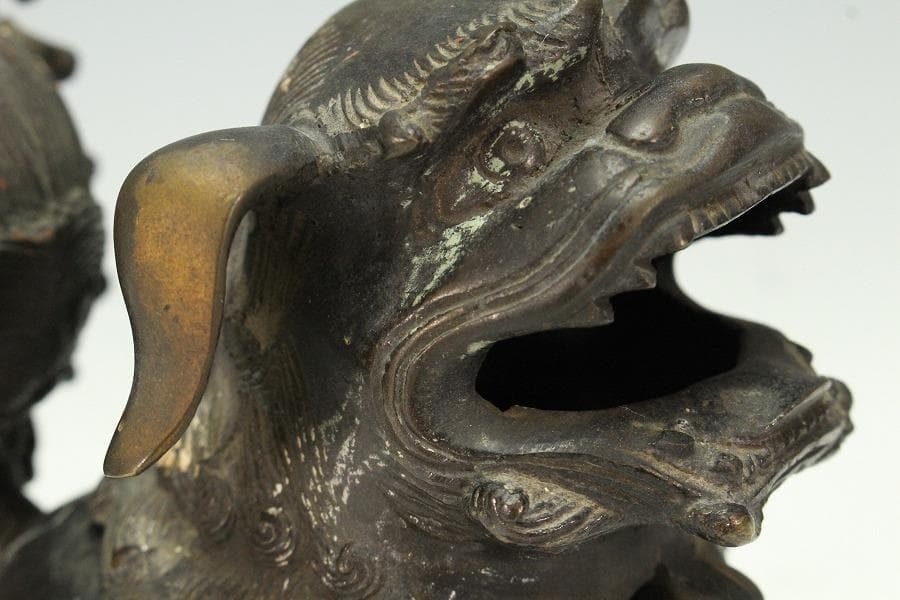 古銅 獅子 香炉 時代物(K-LC872)