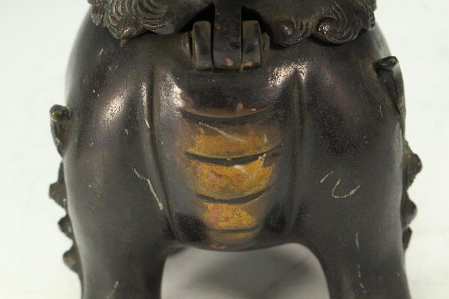 古銅 獅子 香炉 時代物(K-LC872)