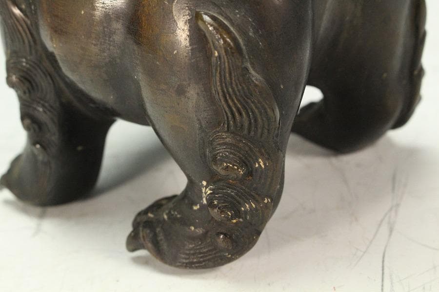 古銅 獅子 香炉 時代物(K-LC872)