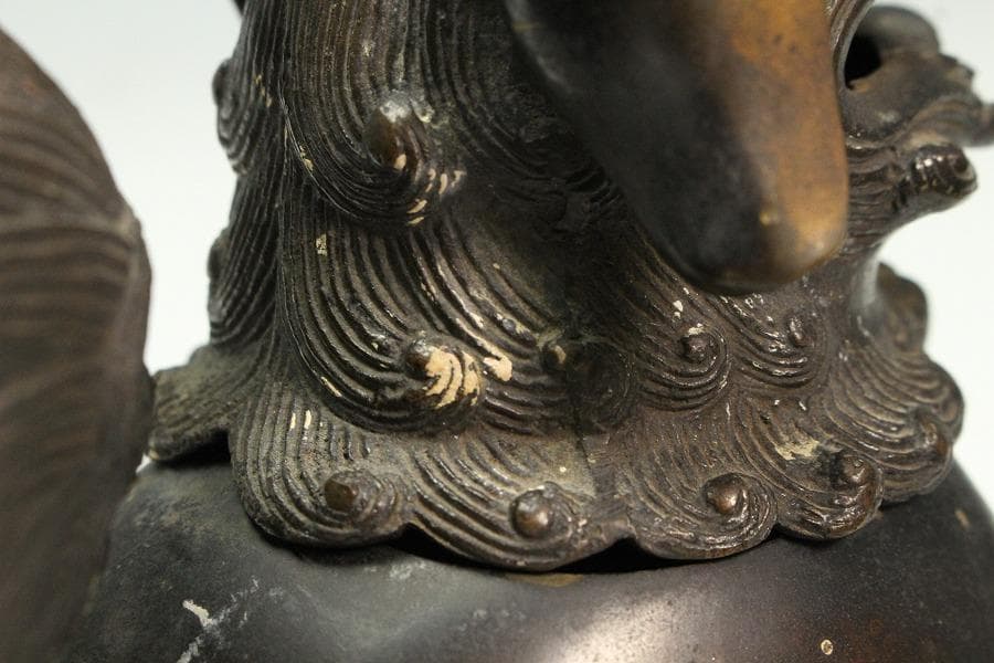 古銅 獅子 香炉 時代物(K-LC872)