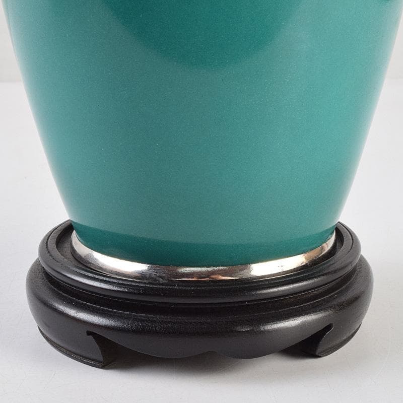 七宝焼　佐藤謨義作　水仙文　花瓶　唐木台付　共箱　V　R9237