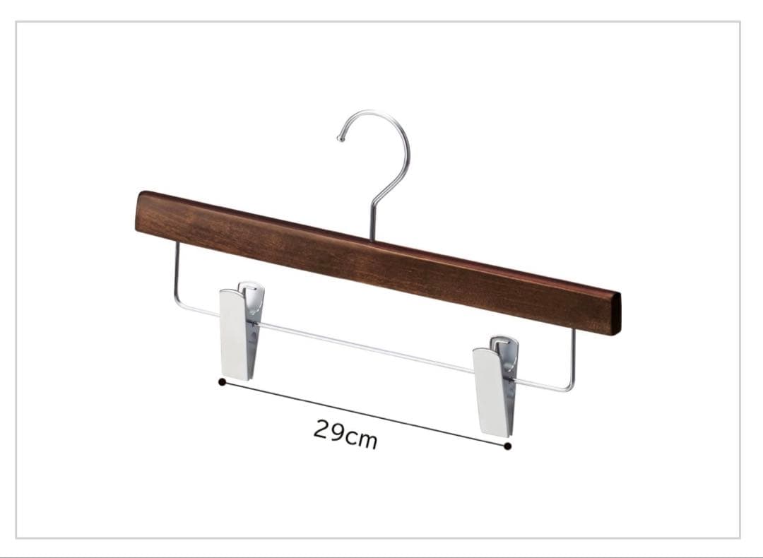 【良品アパレル仕様】木製ボトムハンガー100本ヴィンテージブラウンクリップ付き