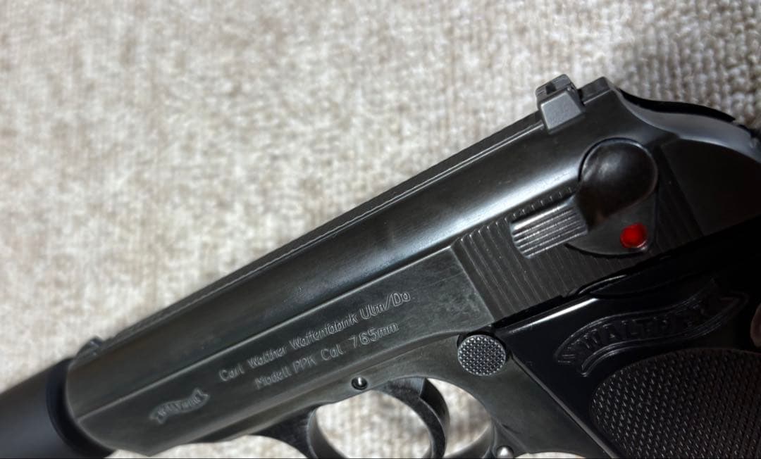 マルシンHWモデルガンワルサーPPKサイレンサー、レアグリップ付Ｊボンドイメージ