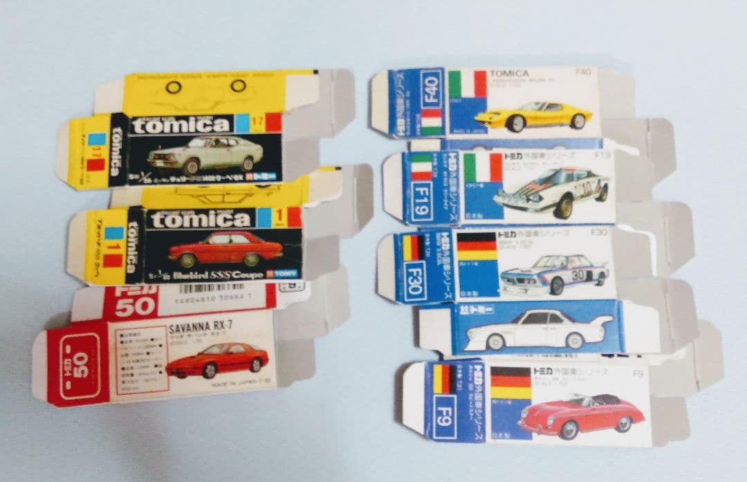 トミカ、ストラトス・ポルシェ・ミウラ・CSL・セリカ・サニー・チェリー・全10台