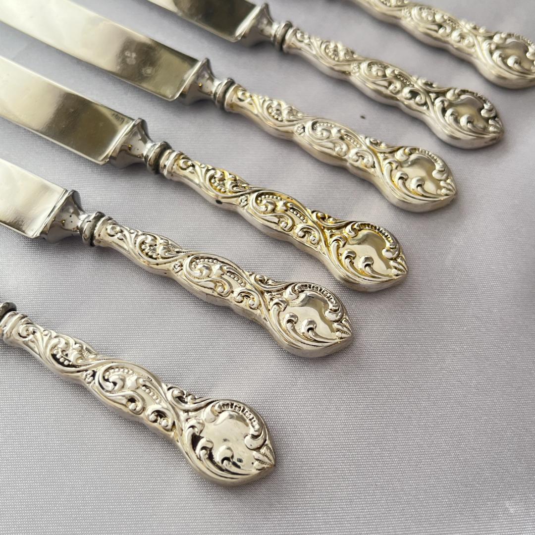 デコラティブなミニナイフ/バターナイフ 6本【シルバープレート】