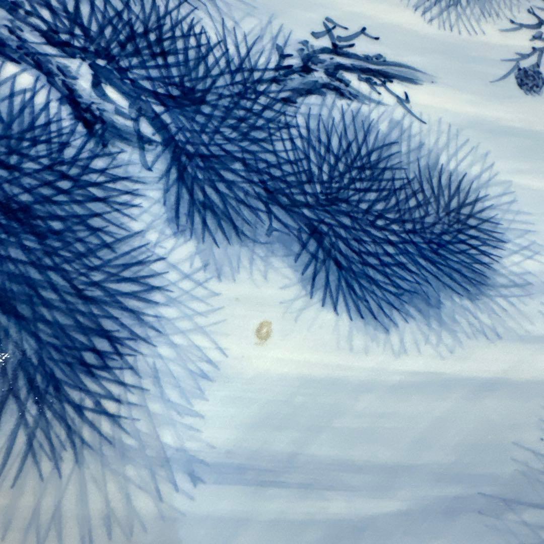 引き取り限定　神右衛門　染付鯉絵　大皿　直径約98.5㎝　東な7-1220☆2F