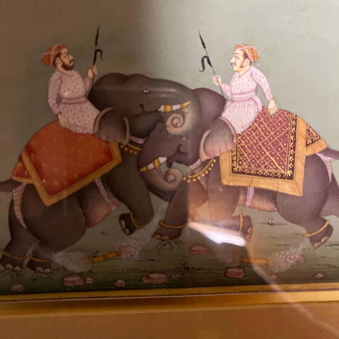 高級インド　2点セット　ミニアチュール　細密画