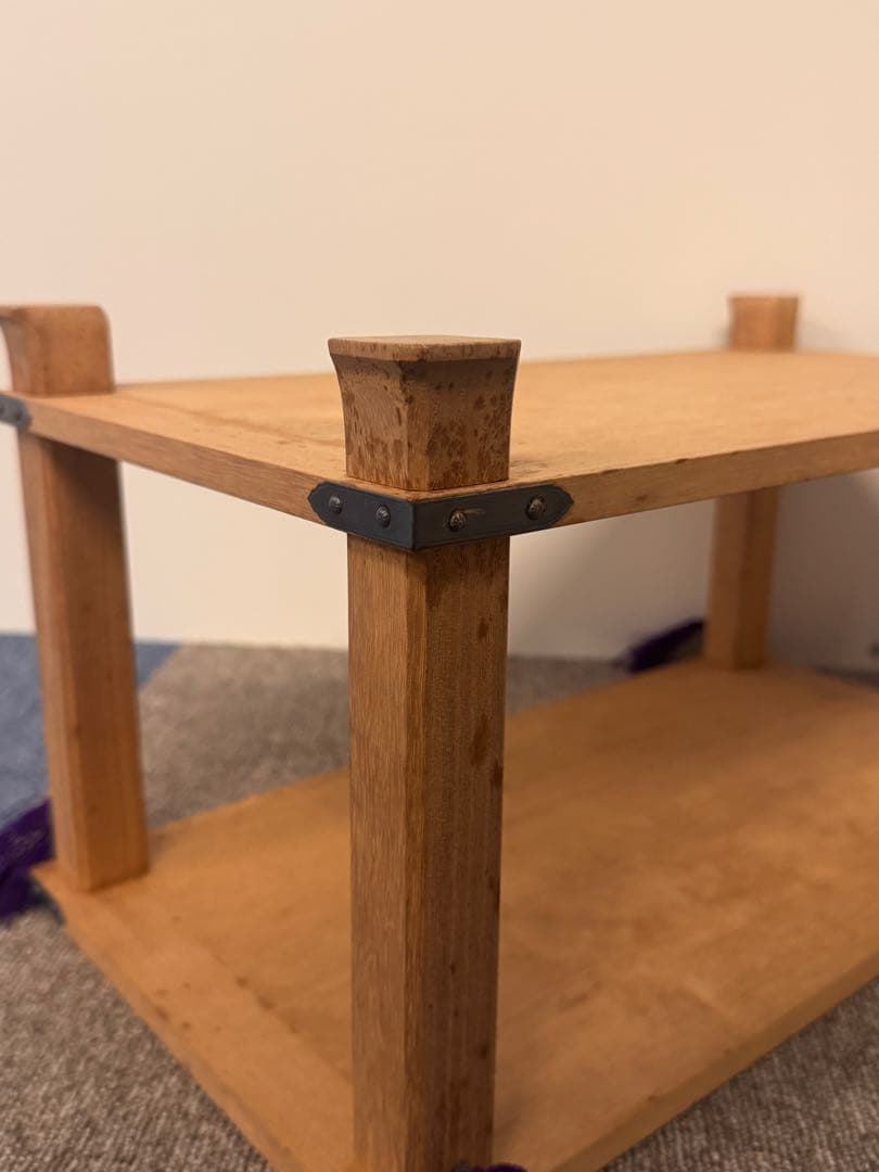 塗師 長谷川祐斎 作 冠基 房飾 共箱 木製 花台 二段