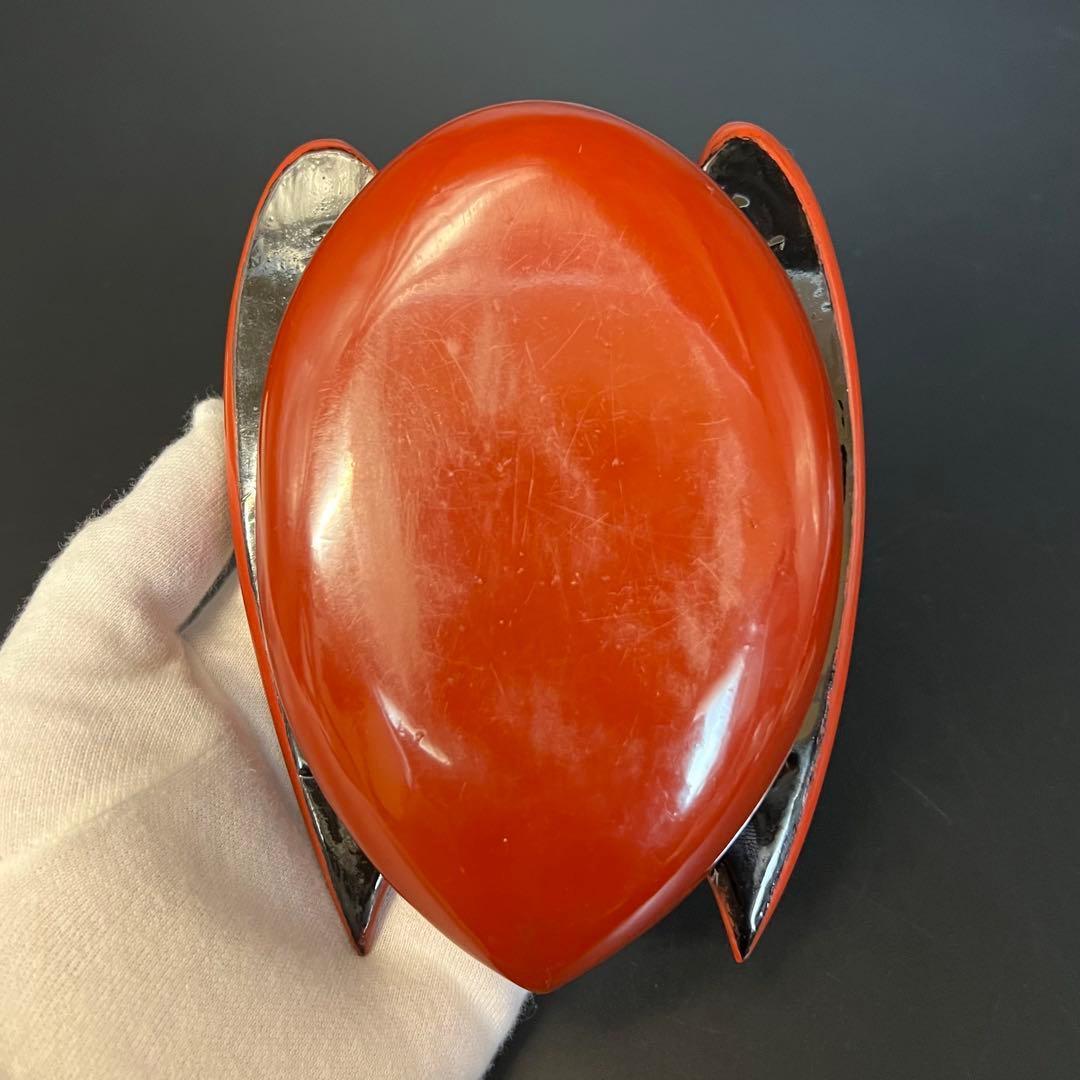 ◎古道具 庵々◎江戸-明治期 輪島塗 鶴形 蓋物◎時代物侘び寂び和置物 朱塗骨董