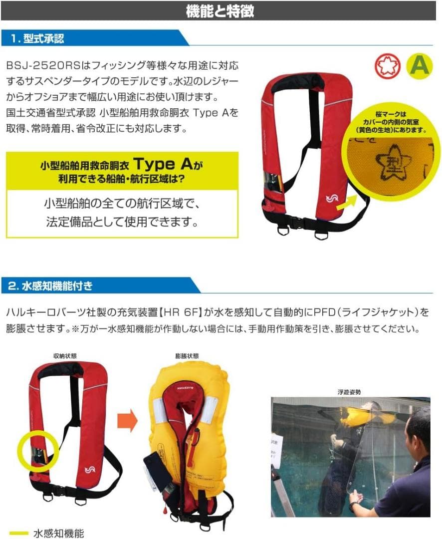 BLUESTORM BSJ-2520RS ライフジャケット TYPE A