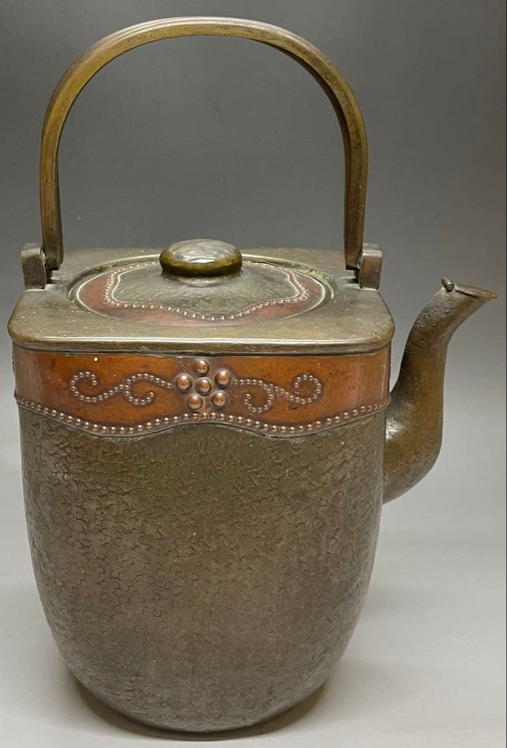 金工師　金屋五郎三郎　注水　薬缶　口蓋付　銅製　茶道具　N773