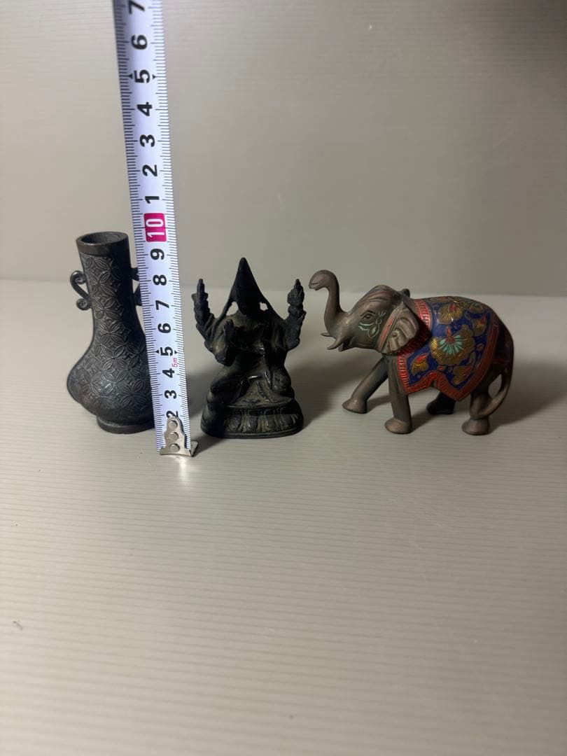 2097 銅製　花瓶1客　仏像1客　象置物1客