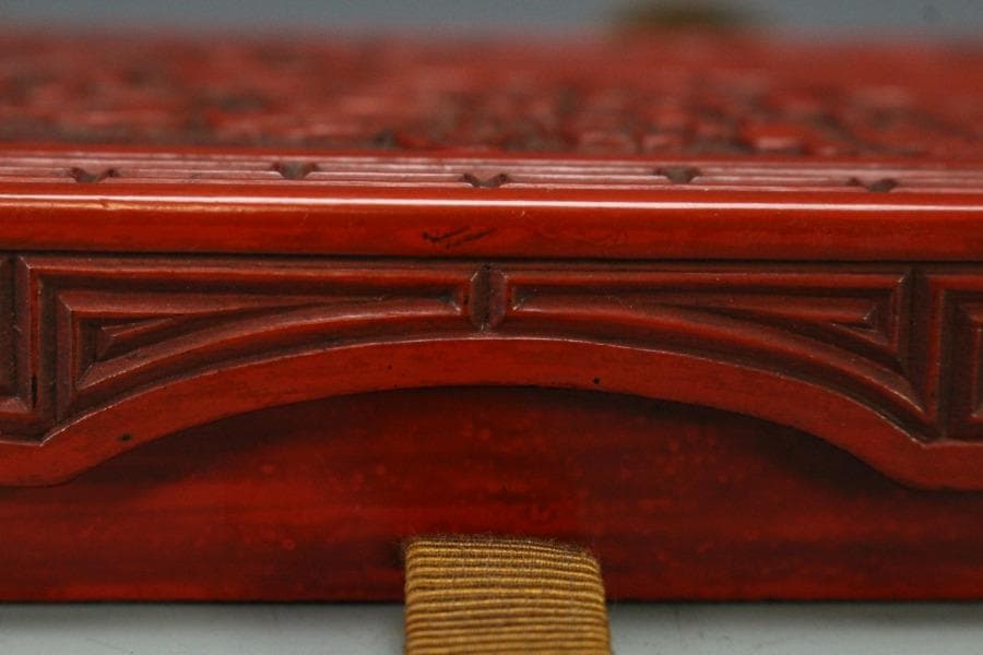 象堂山人造 讃岐彫 讃岐堆朱 牡丹紋 文箱 共箱 旧家蔵出