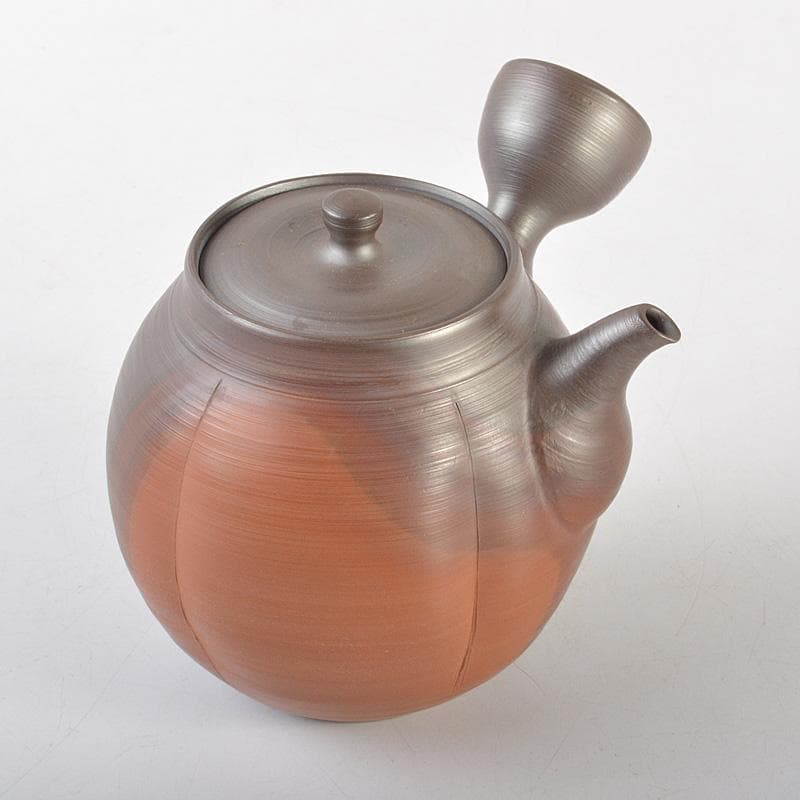 茶道具　萬古焼　清水洋造　横手急須　茶壷　共布共箱　V　6427