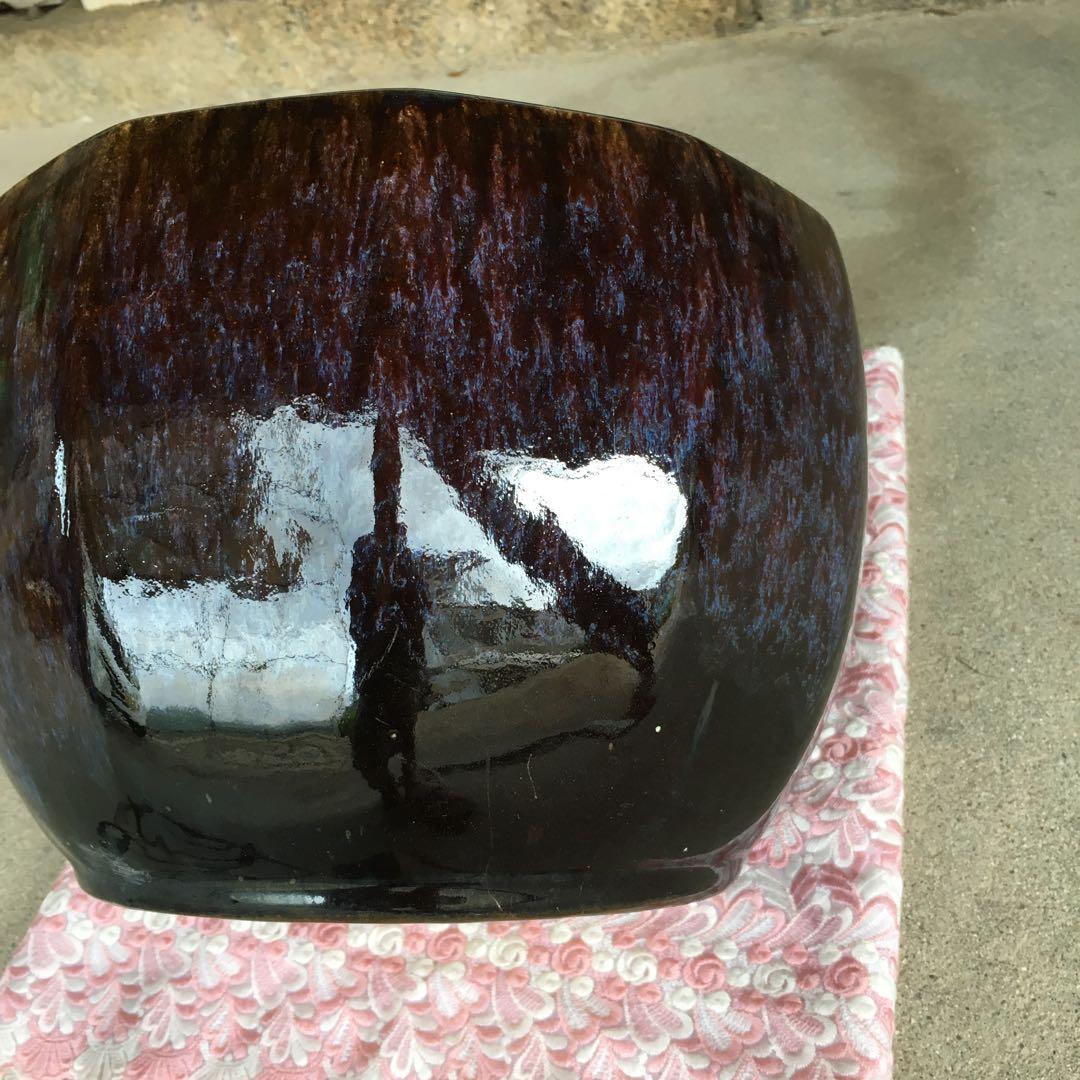 1246 火鉢 金魚鉢 陶器 入れ物 五徳 火挟 弁慶(銅製？) セット