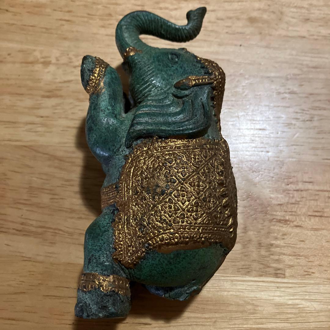 ロイヤル ゴールデン パティナ ブロンズ 象置物 青銅 幸運 工芸品