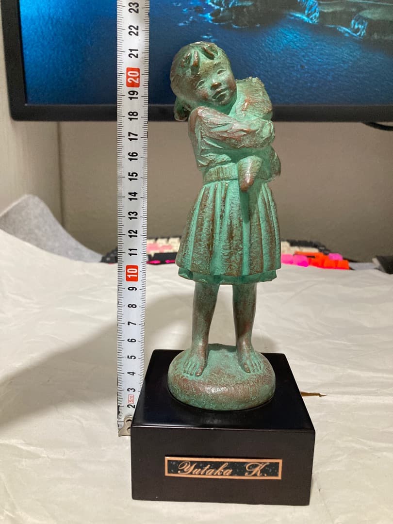 ブロンズ像 加藤豊作 花束を持つ少女 ヴィンテージ 刻印 彫刻 少女 置物