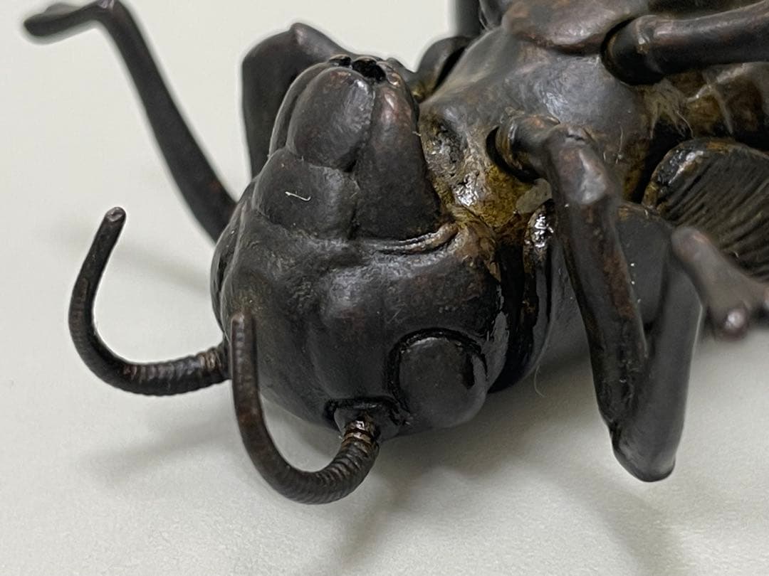 龍文堂　安の介　銅製自在蟋蟀　7cm 古物