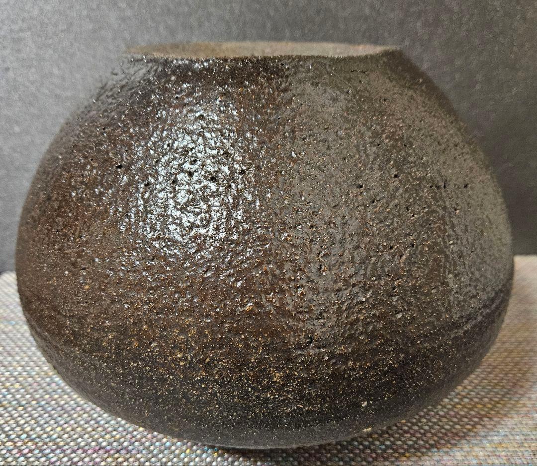 【時代古陶磁器❗】江戸時代後期～明治時代　 窯変　丸壺　花入れ　高17.6cm