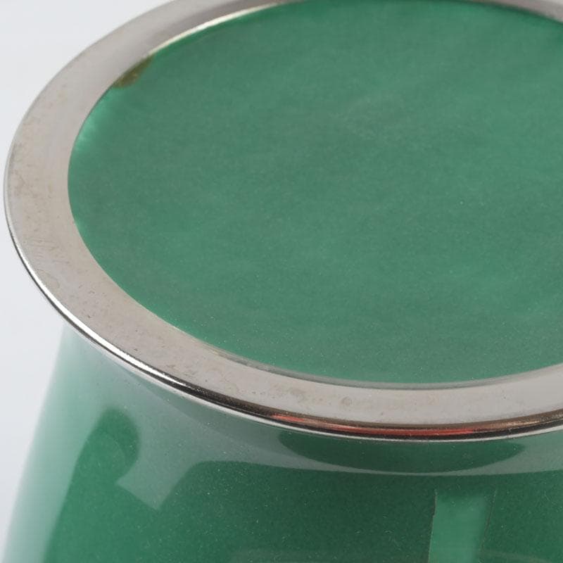 七宝焼　緑釉　牡丹文　花瓶　唐木台付　V　9324