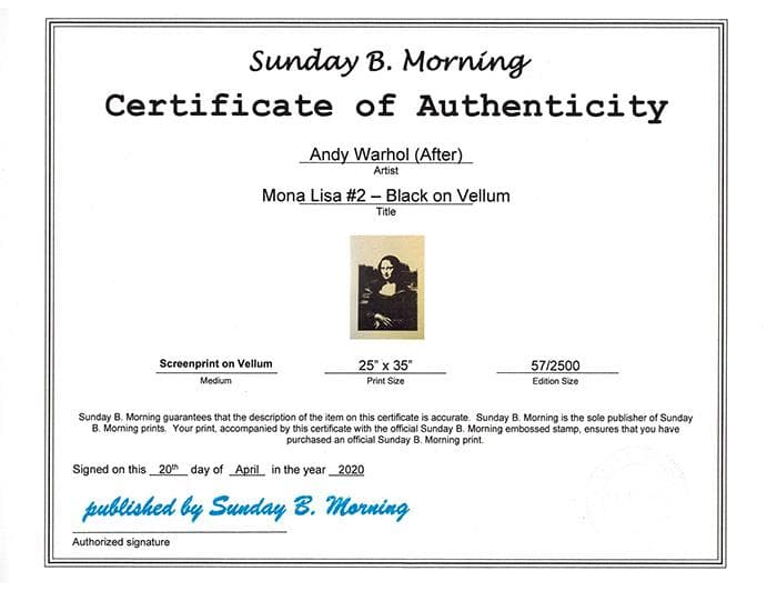 額装済/Sunday B Morning モナリザ 限定2500/ウォーホル