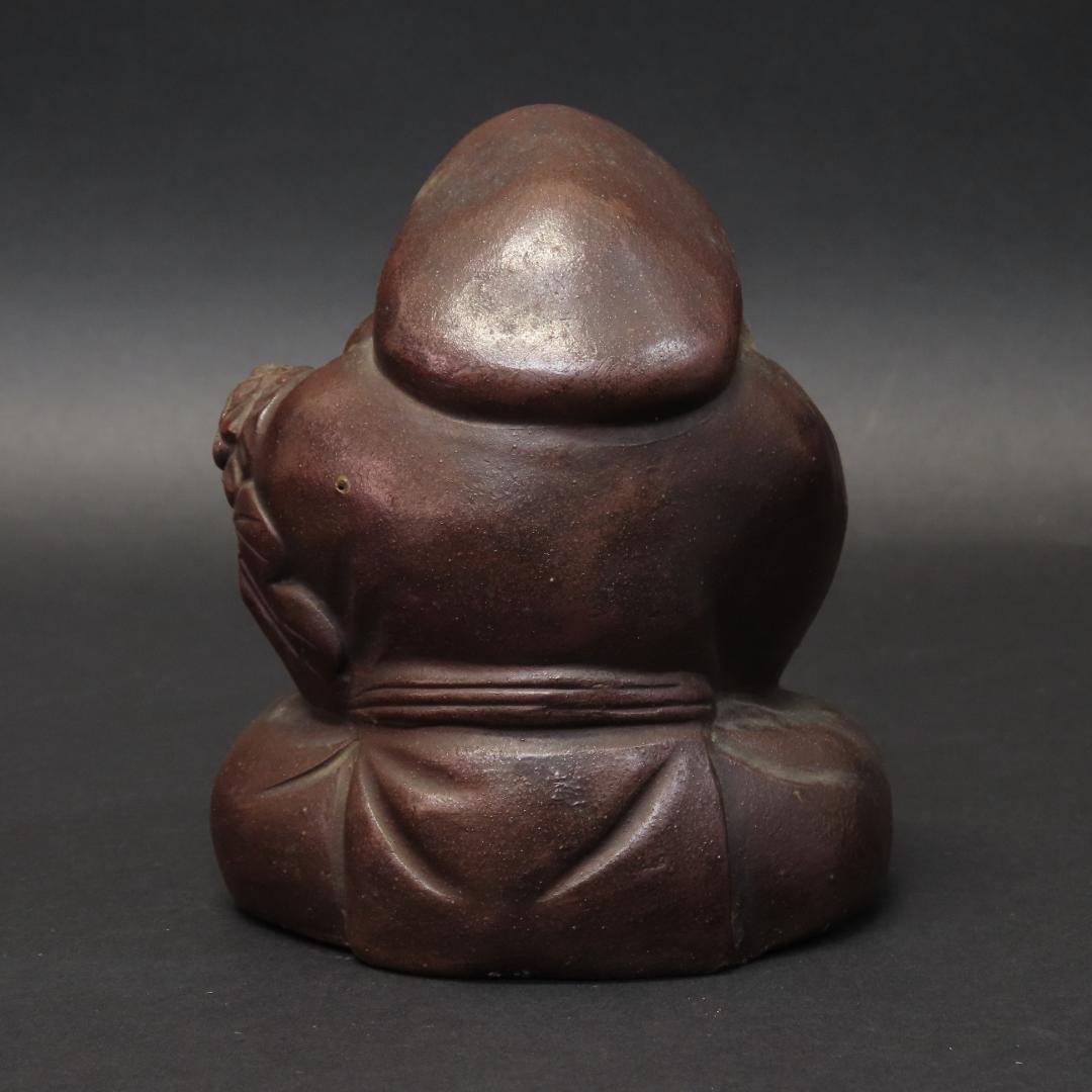 ⭕400 江戸時代末期 備前焼 鯛を持つ恵比寿様 大根を持つ大黒様 高さ13cm