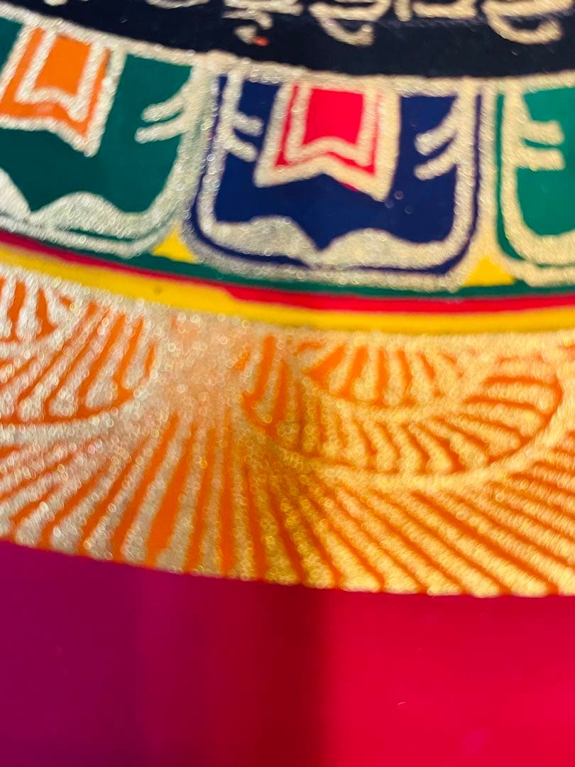 【手描き一点物】チベット密教 曼荼羅タンカ 六字真言入り／開運・護符・浄化p