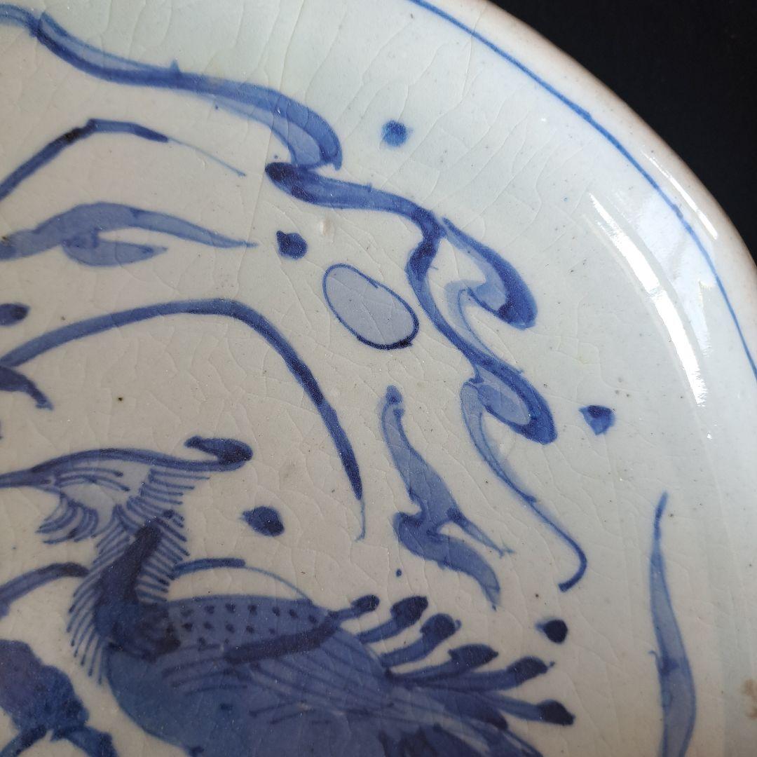 「まるで若冲(じゃくちゅう)のタッチ？！」 古伊万里染付皿(最大幅23cm) 骨